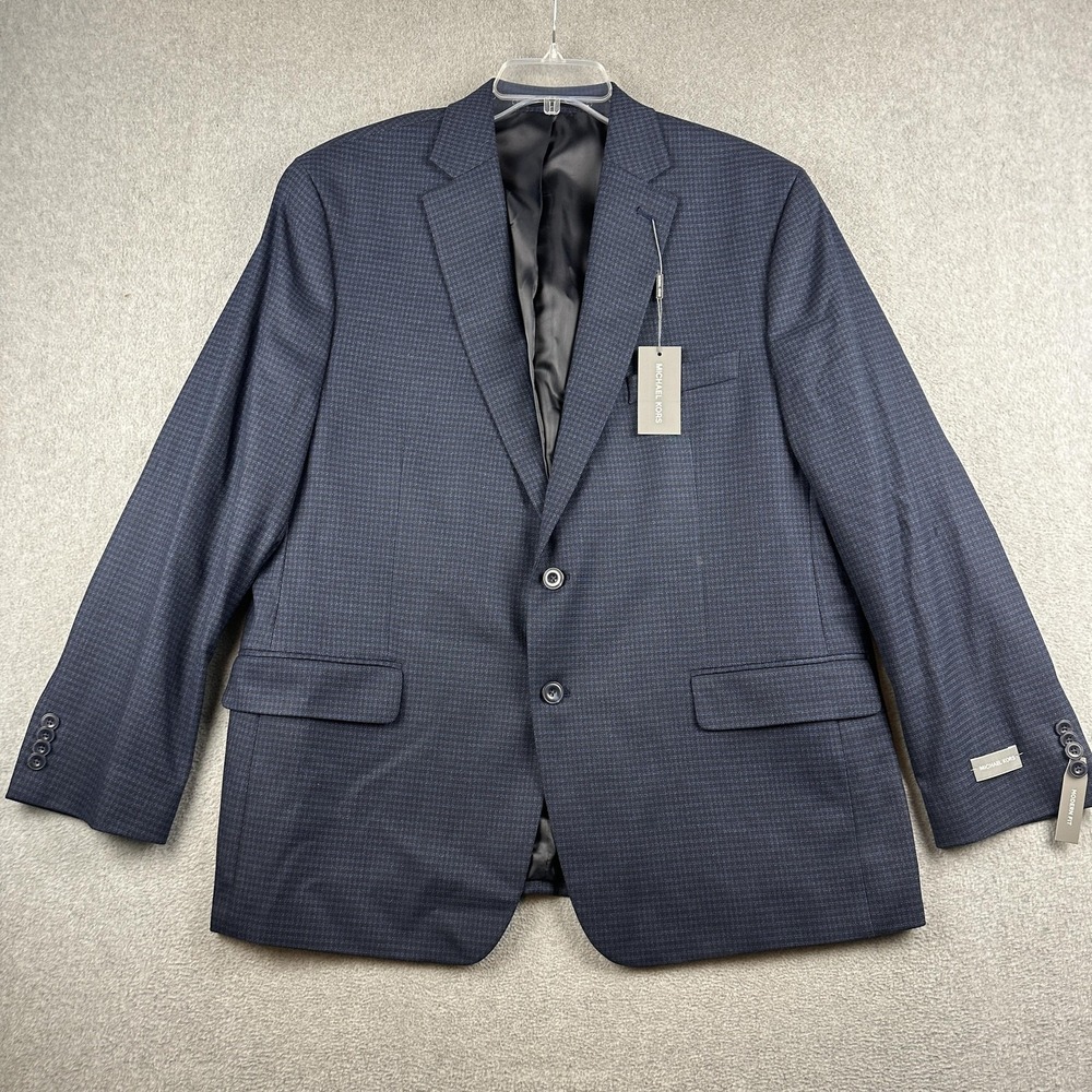 Michael Kors Suit Jacket Mens 46R Blue Check Modern Fit 2 Button Kordell NWT